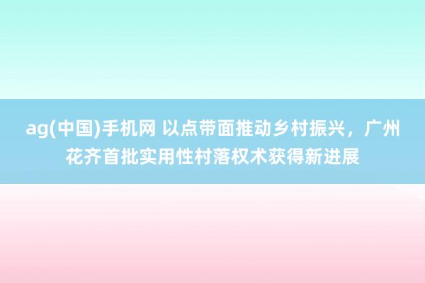 ag(中国)手机网 以点带面推动乡村振兴，广州花齐首批实用性村落权术获得新进展