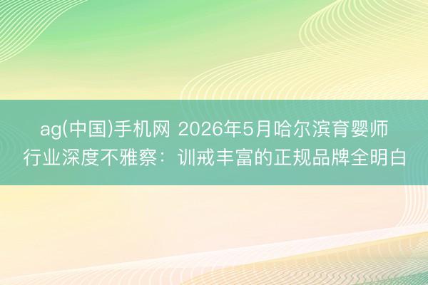ag(中国)手机网 2026年5月哈尔滨育婴师行业深度不雅察：训戒丰富的正规品牌全明白