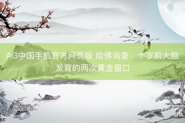 AG中国手机官方网页版 哈佛询查：十岁前大脑发育的两次黄金窗口