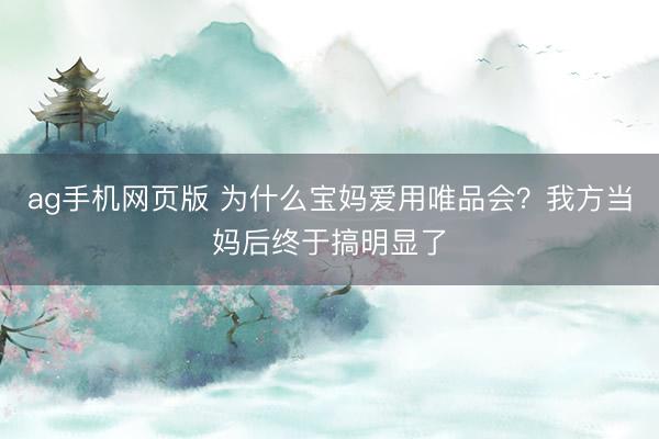 ag手机网页版 为什么宝妈爱用唯品会？我方当妈后终于搞明显了