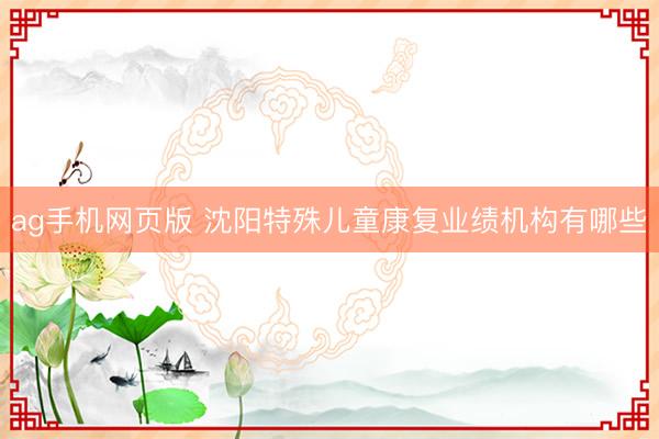 ag手机网页版 沈阳特殊儿童康复业绩机构有哪些