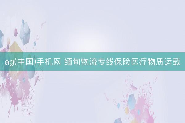 ag(中国)手机网 缅甸物流专线保险医疗物质运载