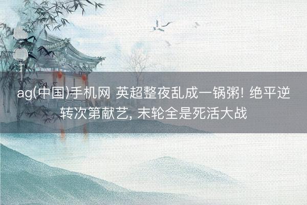 ag(中国)手机网 英超整夜乱成一锅粥! 绝平逆转次第献艺， 末轮全是死活大战