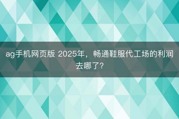 ag手机网页版 2025年,畅通鞋服代工场的利润去哪了?