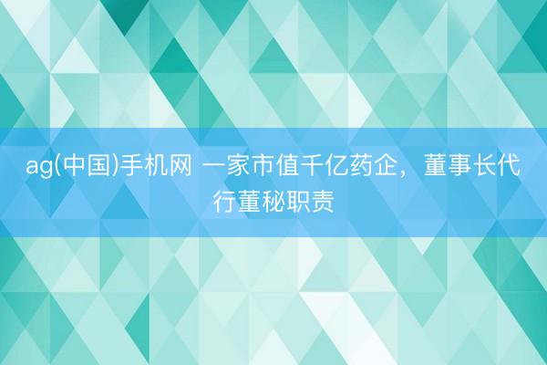 ag(中国)手机网 一家市值千亿药企，董事长代行董秘职责