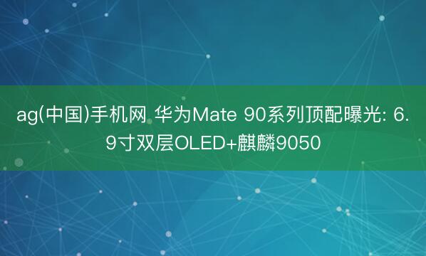 ag(中国)手机网 华为Mate 90系列顶配曝光: 6.9寸双层OLED+麒麟9050