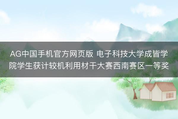 AG中国手机官方网页版 电子科技大学成皆学院学生获计较机利用材干大赛西南赛区一等奖