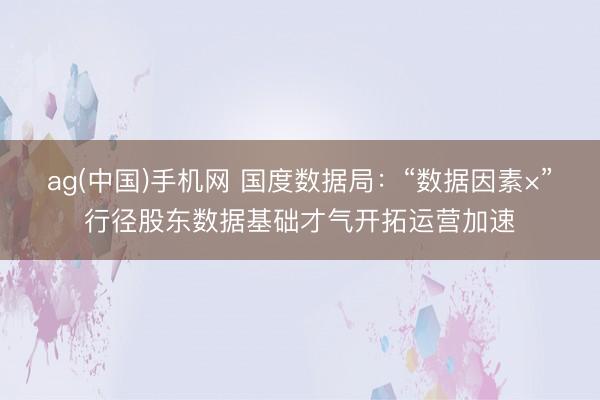ag(中国)手机网 国度数据局:“数据因素×”行径股东数据基础才气开拓运营加速