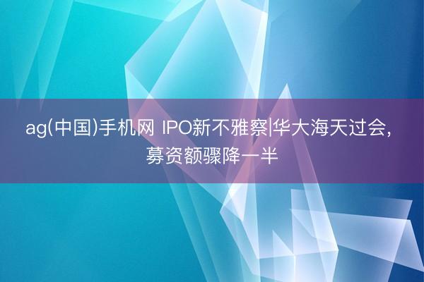 ag(中国)手机网 IPO新不雅察|华大海天过会, 募资额骤降一半