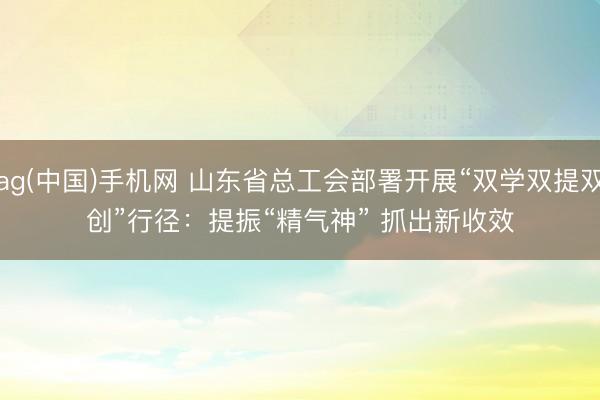 ag(中国)手机网 山东省总工会部署开展“双学双提双创”行径：提振“精气神” 抓出新收效