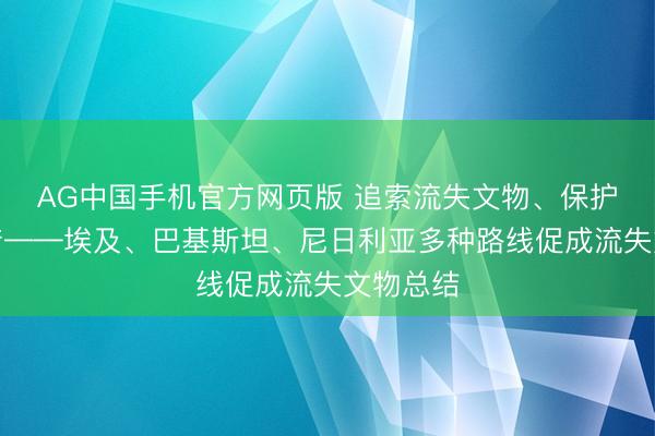 AG中国手机官方网页版 追索流失文物、保护文化遗产——埃及、巴基斯坦、尼日利亚多种路线促成流失文物总结