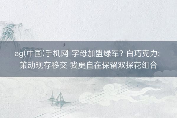 ag(中国)手机网 字母加盟绿军? 白巧克力: 策动现存移交 我更自在保留双探花组合