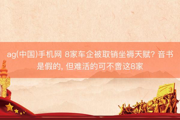 ag(中国)手机网 8家车企被取销坐褥天赋? 音书是假的， 但难活的可不啻这8家