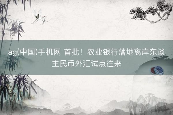 ag(中国)手机网 首批！农业银行落地离岸东谈主民币外汇试点往来